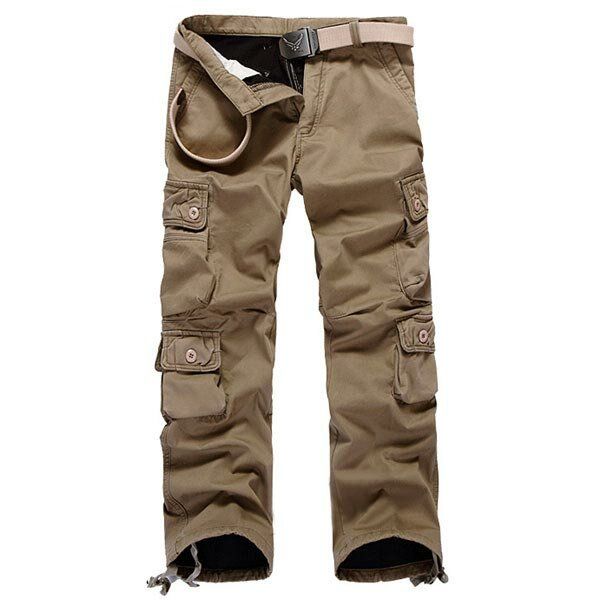 Dicke Herren-cargohose Aus Baumwolle Mit Polarfleece-futter Und Mehreren Taschen