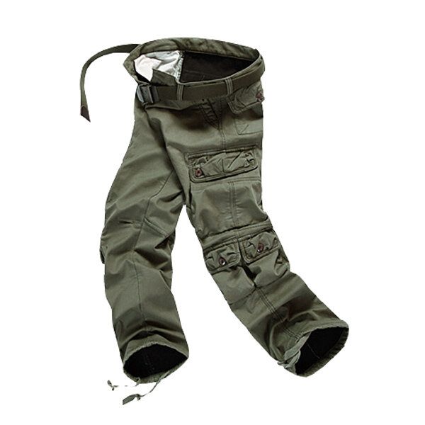 Dicke Herren-cargohose Aus Baumwolle Mit Polarfleece-futter Und Mehreren Taschen