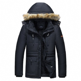 Herren Winter Wark Dickes Fleece Warme Pelzkapuze Outdoorjacke Parkas