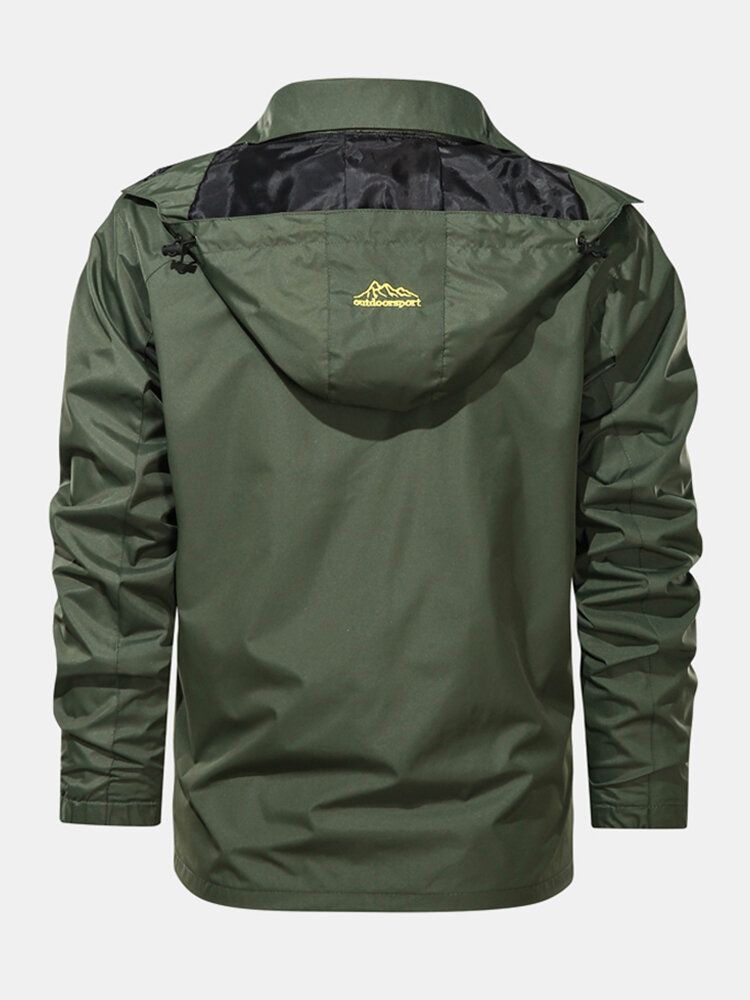 Wasserdichte Outdoor-jacke Mit Logo-buchstabendruck Und Reißverschluss Am Revers Für Herren Mit Tasche