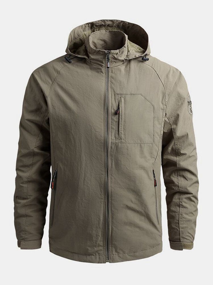 Wasserdichte Schnell Trocknende Outdoor-jacke Mit Reißverschluss Und Kapuze Für Herren Mit Tasche