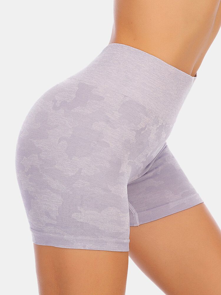 Camouflage Frauen Trocknen Schnell Nahtlose Elastische Bikershorts Mit Hoher Taille