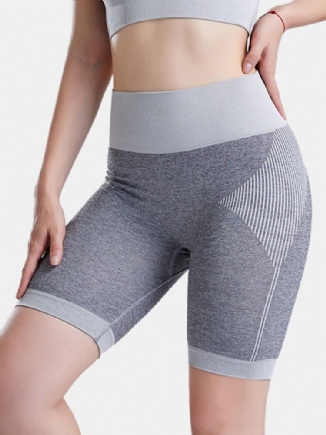 Damen Sport Einfarbig Trocken Schnell Banded Bikershorts Mit Hoher Taille