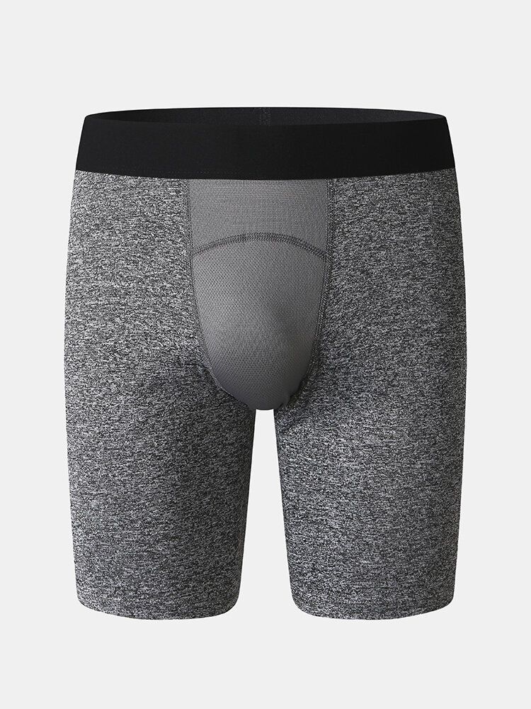 Einfarbige Dehnbare Schmale Schnell Trocknende Sport-fitness-shorts Aus Mesh Im Schritt Für Herren