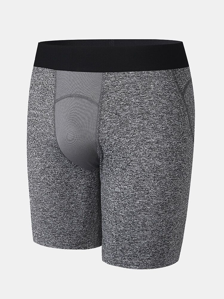 Einfarbige Dehnbare Schmale Schnell Trocknende Sport-fitness-shorts Aus Mesh Im Schritt Für Herren