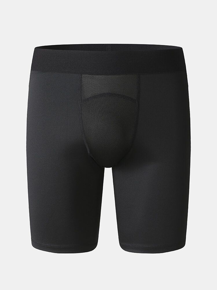 Einfarbige Dehnbare Schmale Schnell Trocknende Sport-fitness-shorts Aus Mesh Im Schritt Für Herren