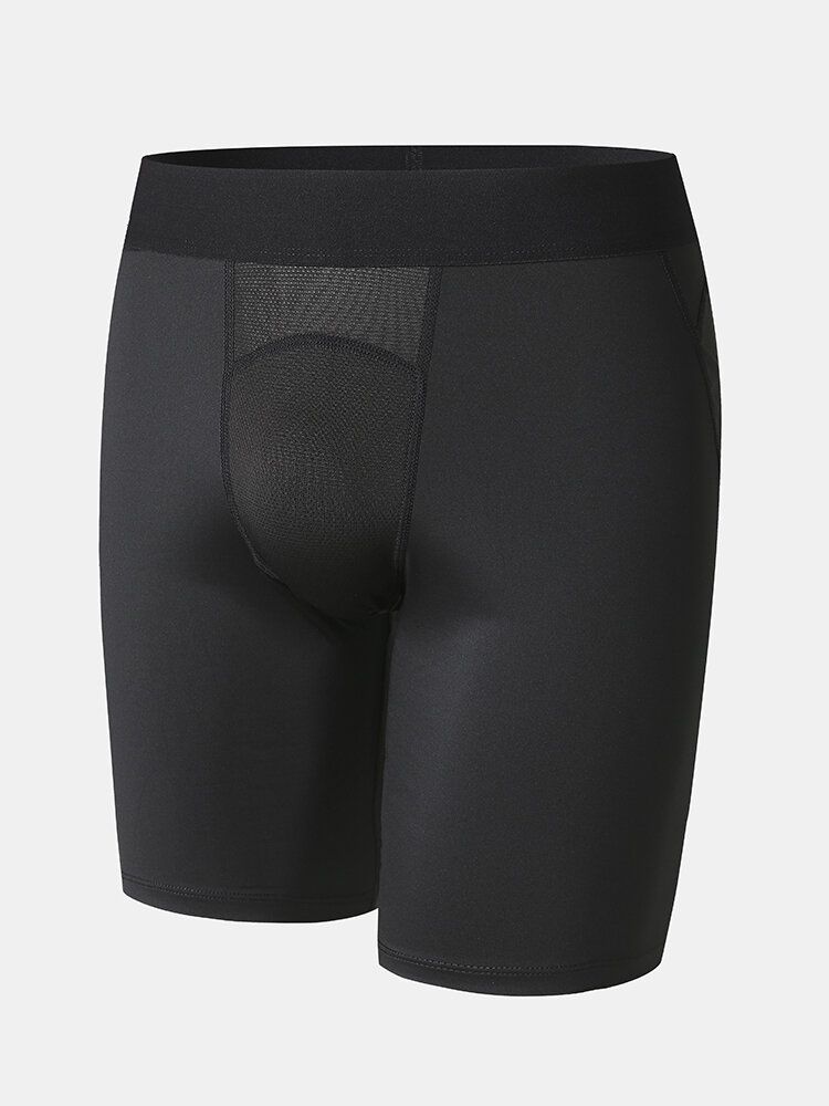 Einfarbige Dehnbare Schmale Schnell Trocknende Sport-fitness-shorts Aus Mesh Im Schritt Für Herren