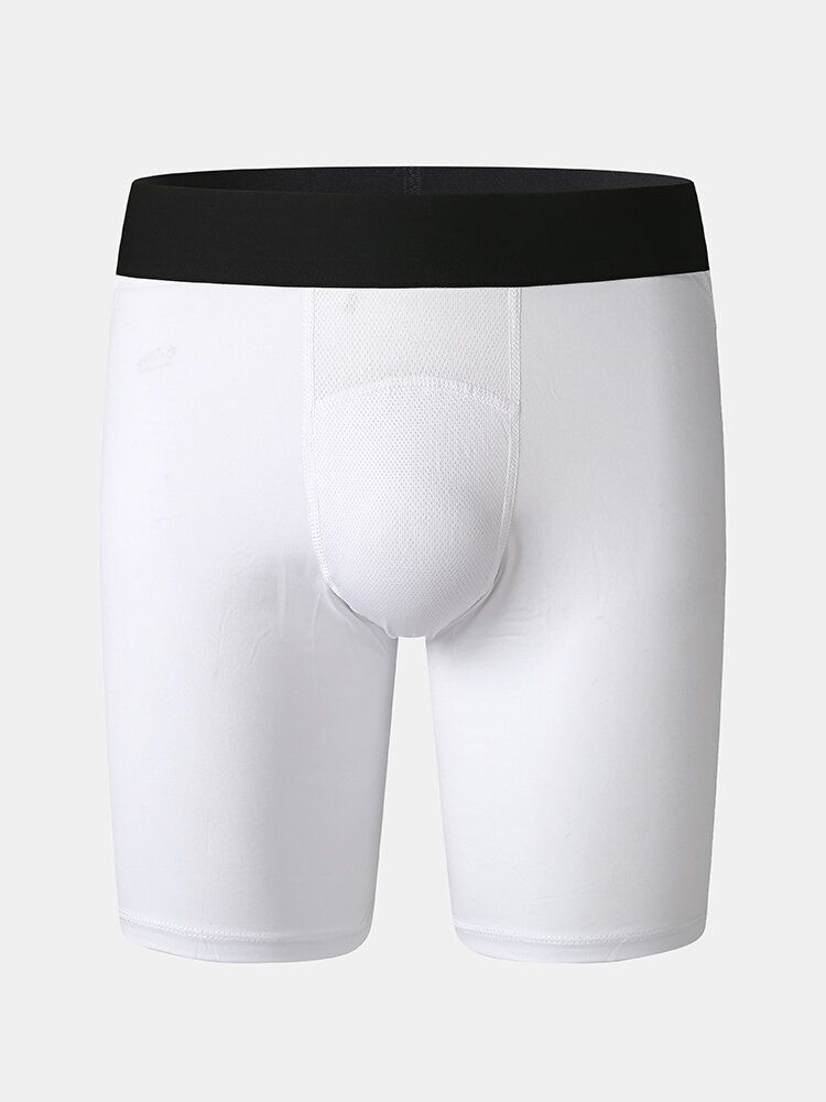 Einfarbige Dehnbare Schmale Schnell Trocknende Sport-fitness-shorts Aus Mesh Im Schritt Für Herren