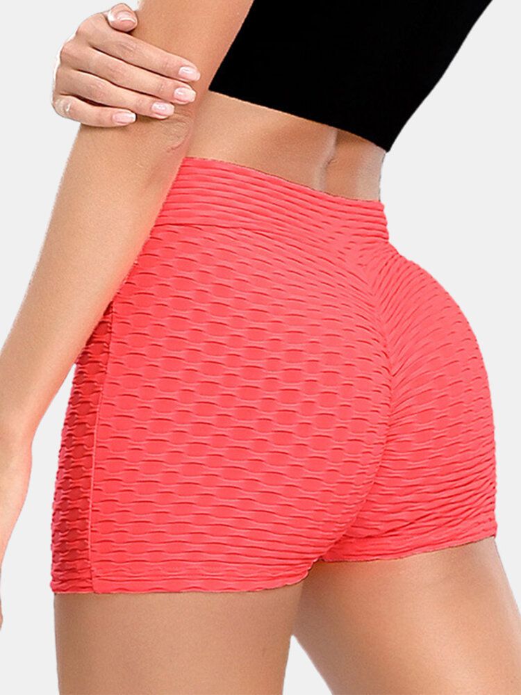 Einfarbige Elastische Sport-yoga-shorts Mit V-taille Für Damen