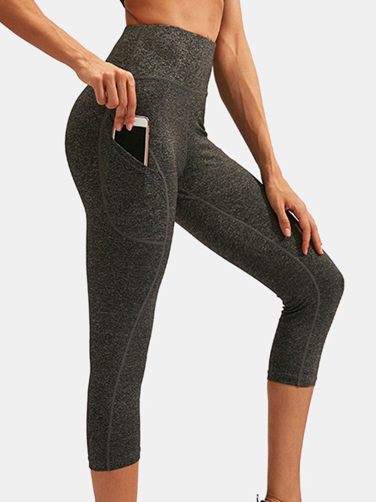 Einfarbige Feuchtigkeitsableitende Sport-yoga-hosen Mit Hoher Taille Für Damen