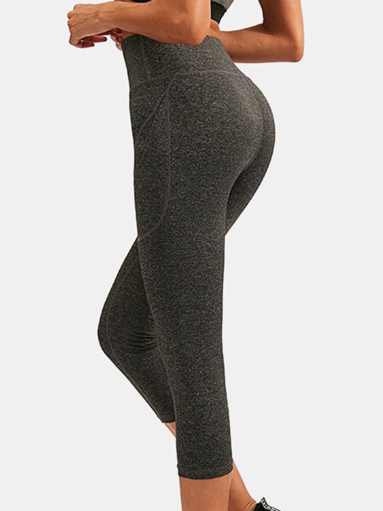 Einfarbige Feuchtigkeitsableitende Sport-yoga-hosen Mit Hoher Taille Für Damen