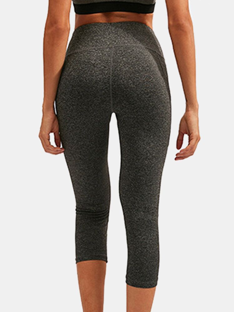 Einfarbige Feuchtigkeitsableitende Sport-yoga-hosen Mit Hoher Taille Für Damen