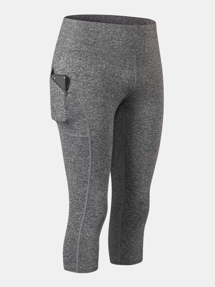 Einfarbige Feuchtigkeitsableitende Sport-yoga-hosen Mit Hoher Taille Für Damen