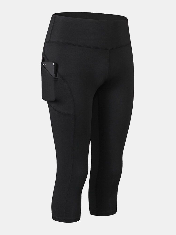 Einfarbige Feuchtigkeitsableitende Sport-yoga-hosen Mit Hoher Taille Für Damen