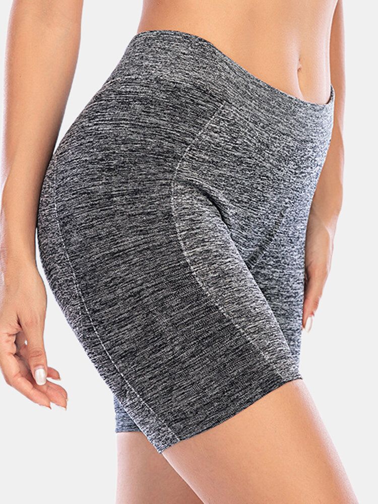 Einfarbige Hüfthebe-yoga-laufshorts Für Damen