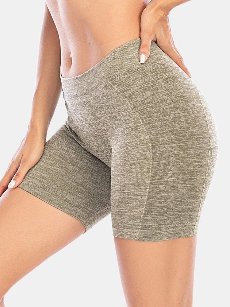 Einfarbige Hüfthebe-yoga-laufshorts Für Damen