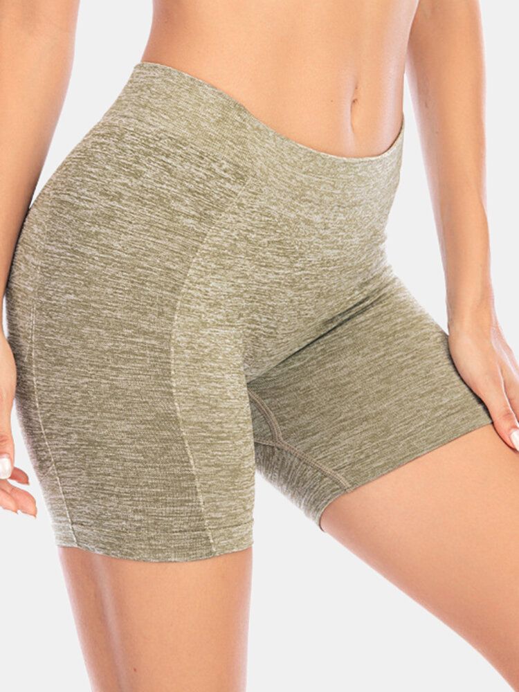 Einfarbige Hüfthebe-yoga-laufshorts Für Damen