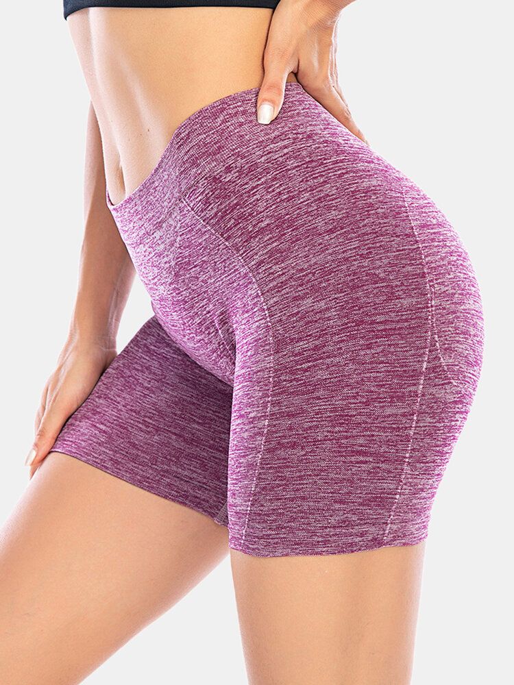 Einfarbige Hüfthebe-yoga-laufshorts Für Damen