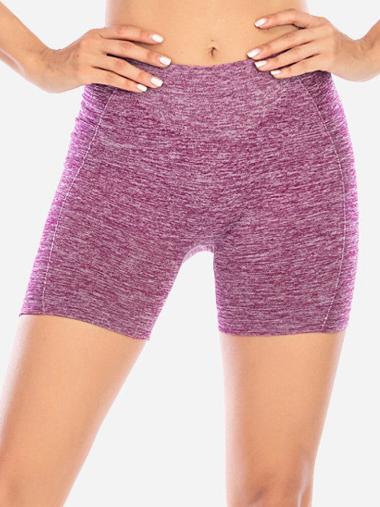 Einfarbige Hüfthebe-yoga-laufshorts Für Damen