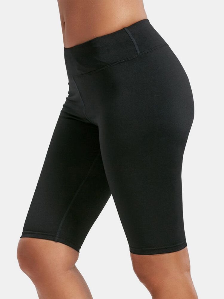 Einfarbige Schnell Trocknende Bikershorts Mit Hoher Taille Für Damen Zum Laufen Und Yoga