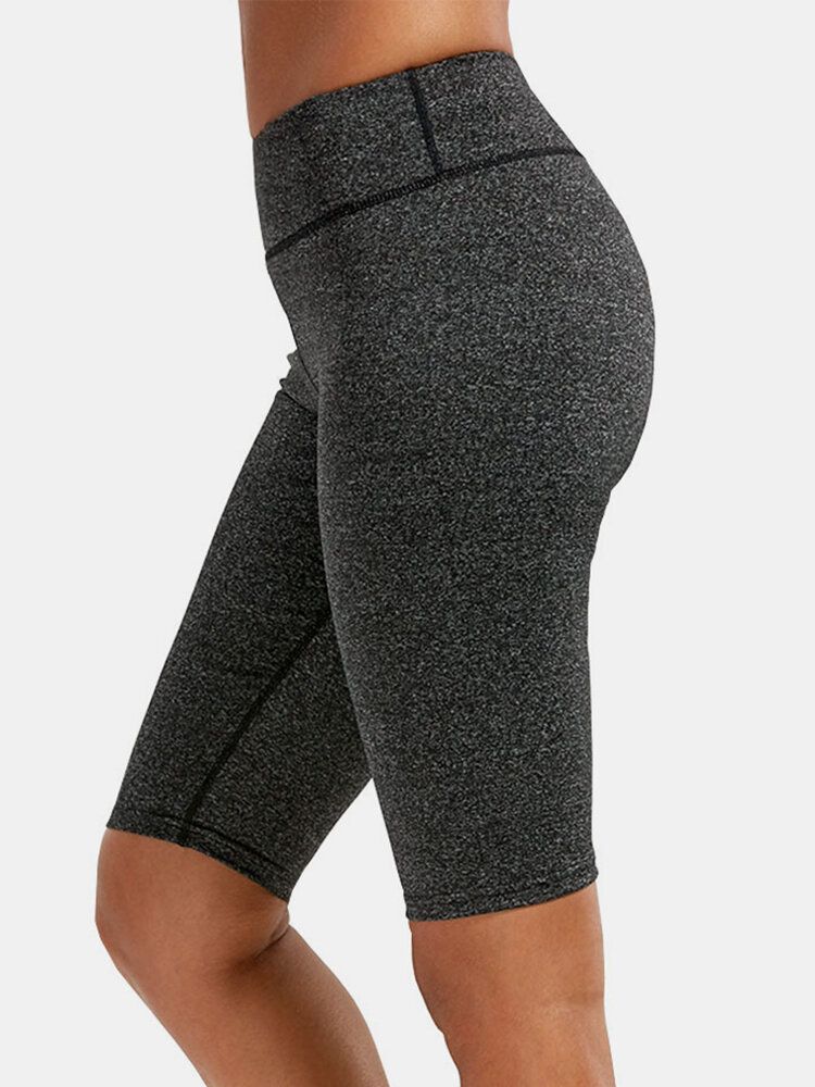 Einfarbige Schnell Trocknende Bikershorts Mit Hoher Taille Für Damen Zum Laufen Und Yoga