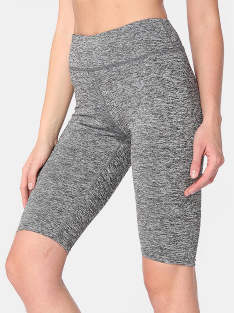 Einfarbige Schnell Trocknende Bikershorts Mit Hoher Taille Für Damen Zum Laufen Und Yoga