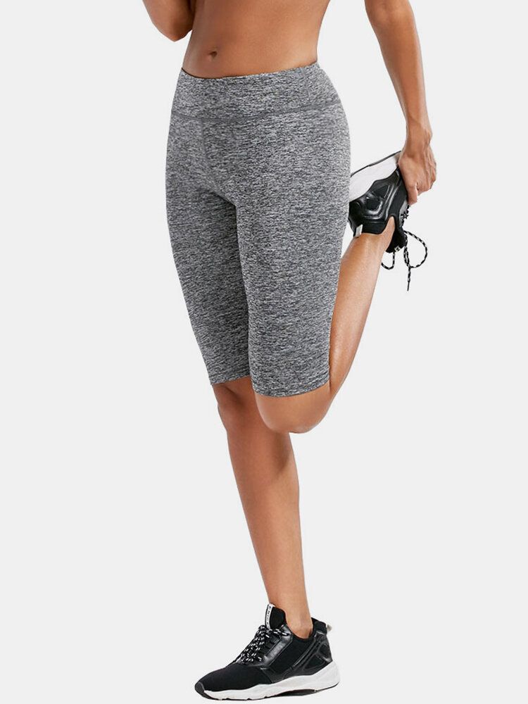 Einfarbige Schnell Trocknende Bikershorts Mit Hoher Taille Für Damen Zum Laufen Und Yoga