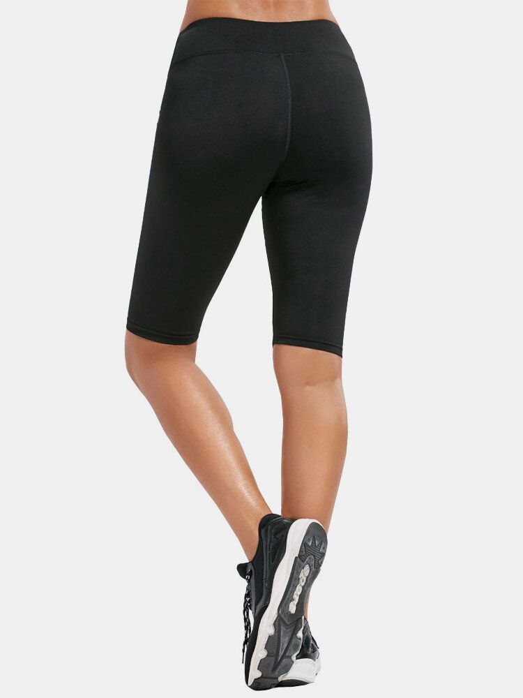 Einfarbige Schnell Trocknende Bikershorts Mit Hoher Taille Für Damen Zum Laufen Und Yoga