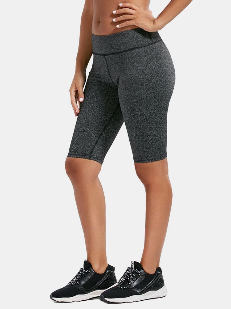 Einfarbige Schnell Trocknende Bikershorts Mit Hoher Taille Für Damen Zum Laufen Und Yoga