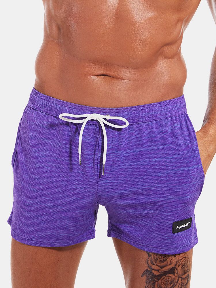 Einfarbige Schnell Trocknende Sport-shorts Mit Kordelzug Und Taschen Für Herren