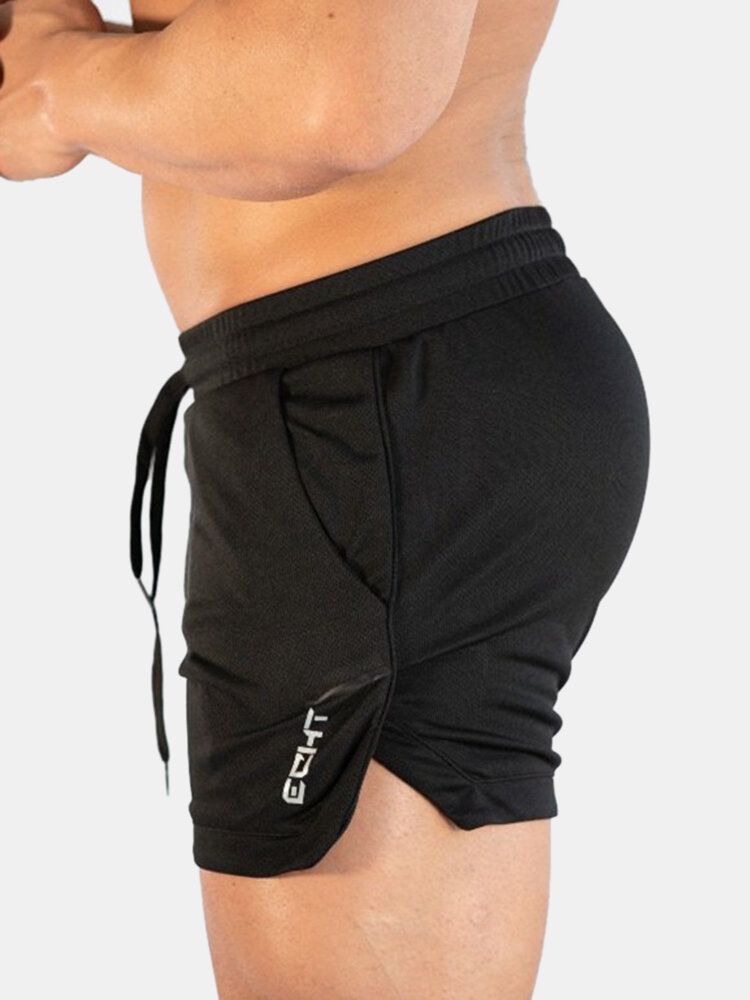 Einfarbige Schnell Trocknende Sportliche Lockere Dünne Stretch-shorts Für Den Strand Mit Kordelzug An Der Taille