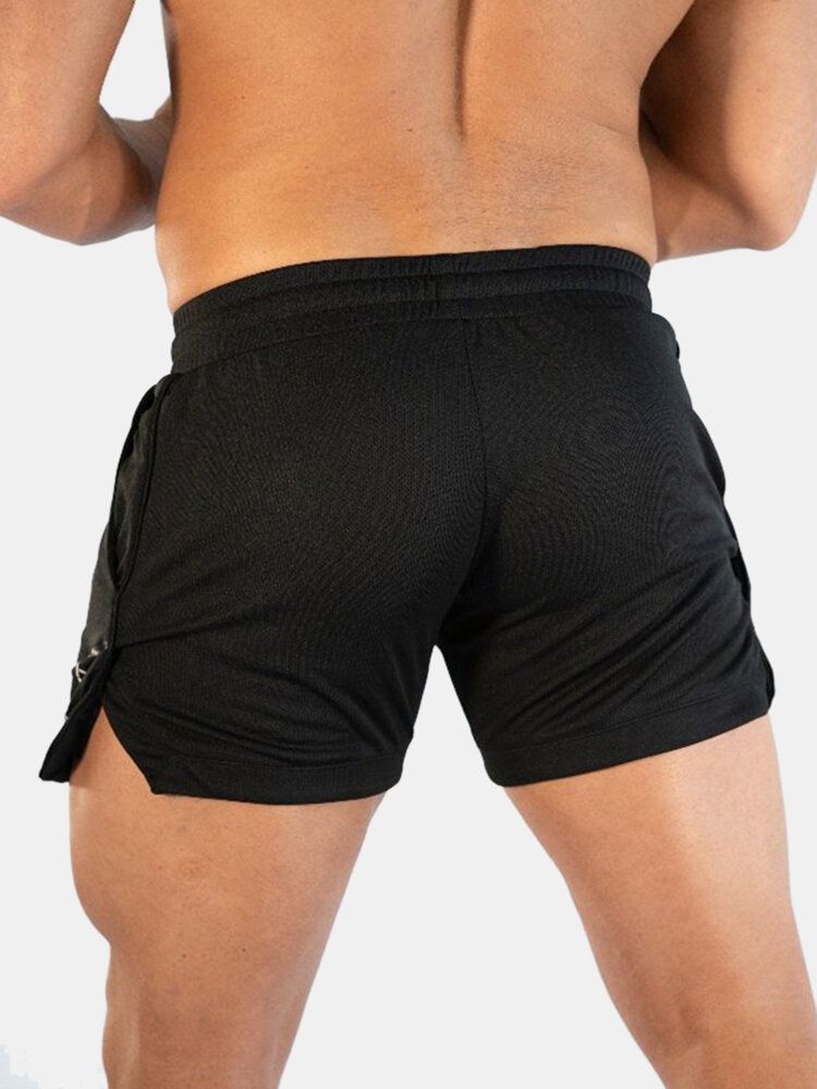 Einfarbige Schnell Trocknende Sportliche Lockere Dünne Stretch-shorts Für Den Strand Mit Kordelzug An Der Taille