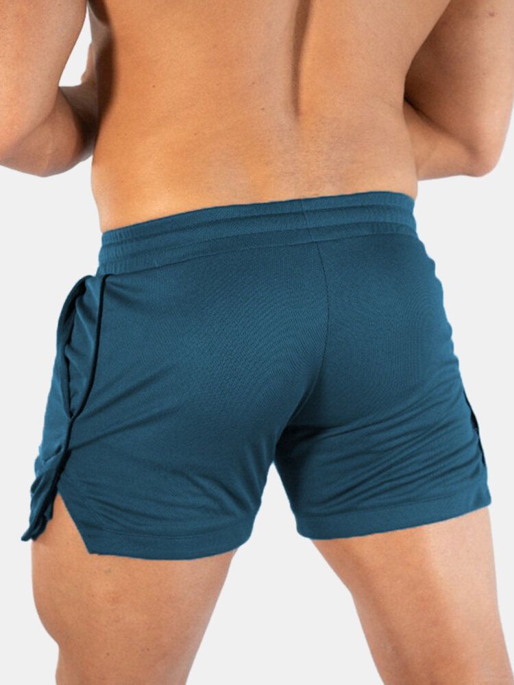 Einfarbige Schnell Trocknende Sportliche Lockere Dünne Stretch-shorts Für Den Strand Mit Kordelzug An Der Taille