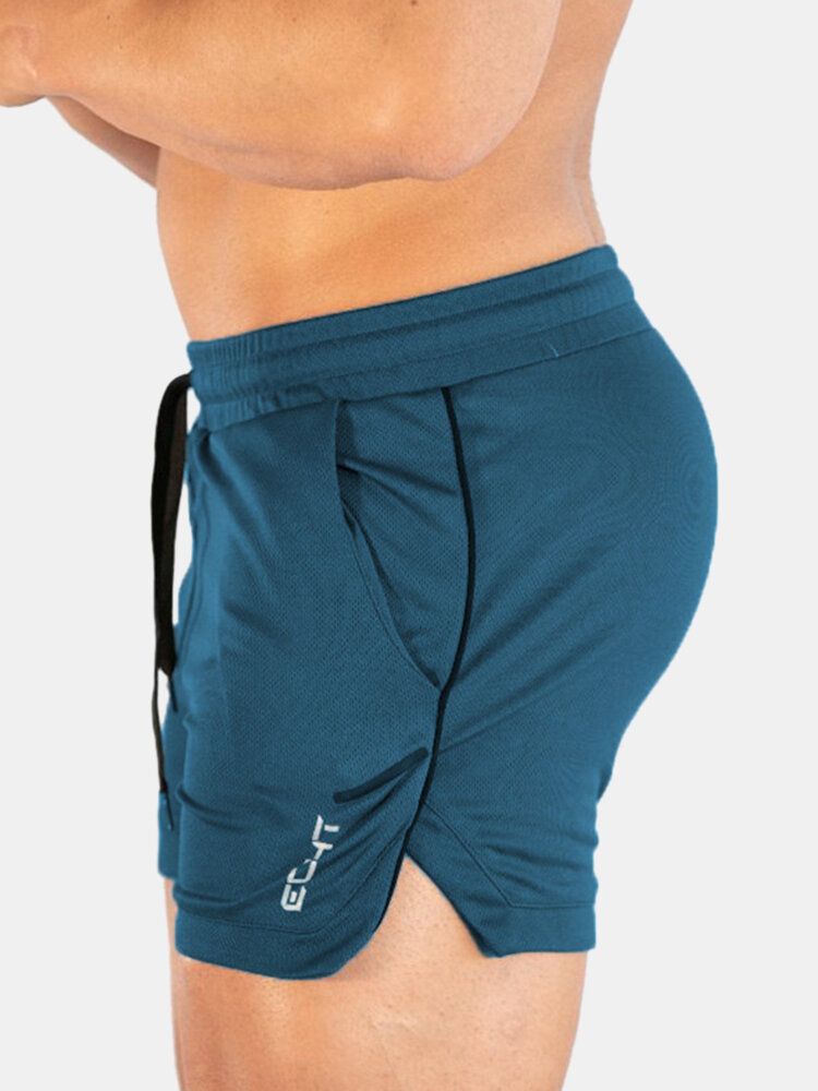 Einfarbige Schnell Trocknende Sportliche Lockere Dünne Stretch-shorts Für Den Strand Mit Kordelzug An Der Taille