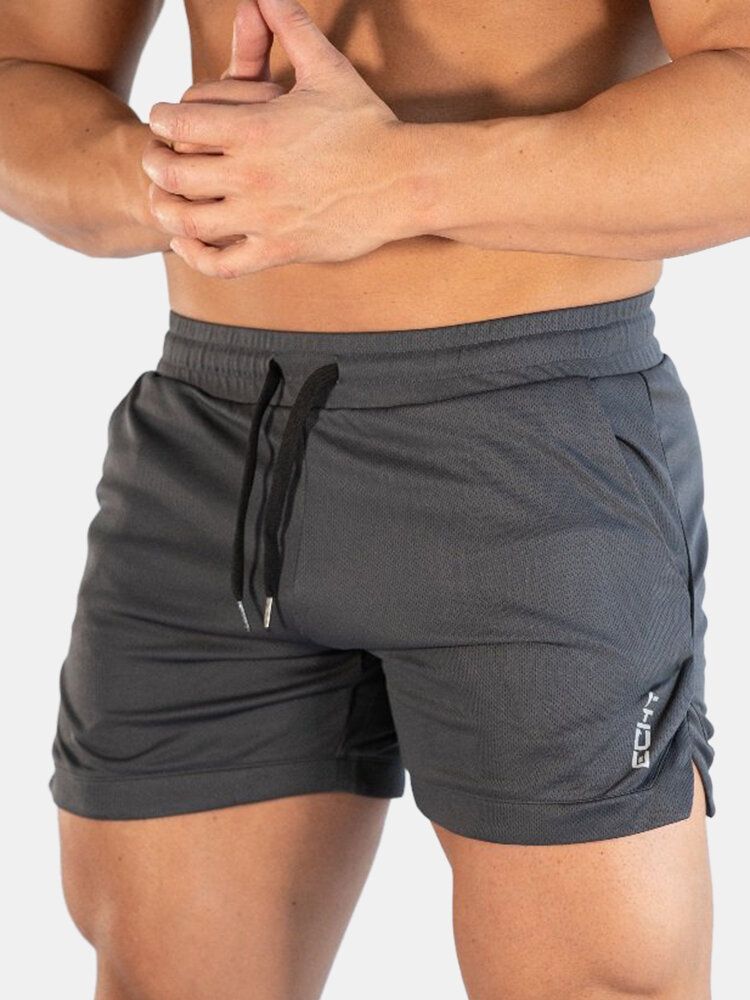 Einfarbige Schnell Trocknende Sportliche Lockere Dünne Stretch-shorts Für Den Strand Mit Kordelzug An Der Taille