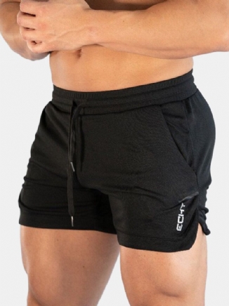 Einfarbige Schnell Trocknende Sportliche Lockere Dünne Stretch-shorts Für Den Strand Mit Kordelzug An Der Taille