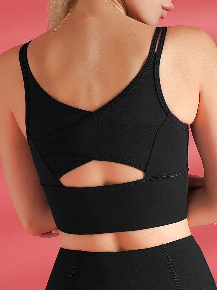 Einfarbiger Stoßfester Mesh-patchwork-yoga-sport-bh Für Frauen