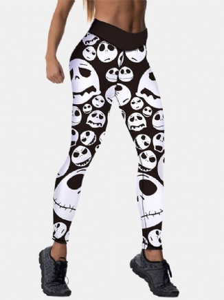 Frauen Halloween Stil Skeleton Print Hip Lifting Sport Hohe Taille Dünne Hosen