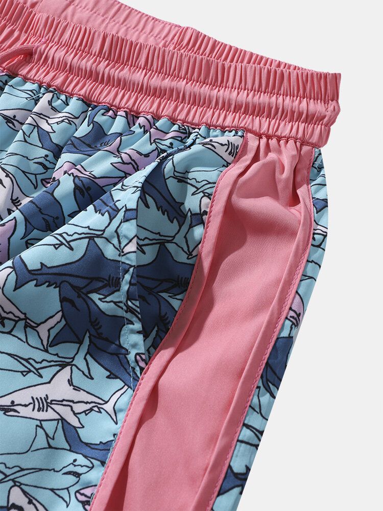 Herren Allover Shark Graphic Hit Feuchtigkeitsableitende Sportshorts