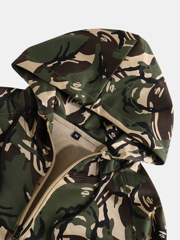 Herren Camouflage-print Kapuzenjacke Joggerhose Sportlich Lässig Zweiteilige Outfits