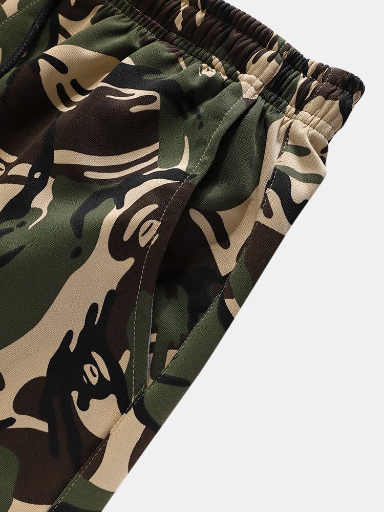 Herren Camouflage-print Kapuzenjacke Joggerhose Sportlich Lässig Zweiteilige Outfits