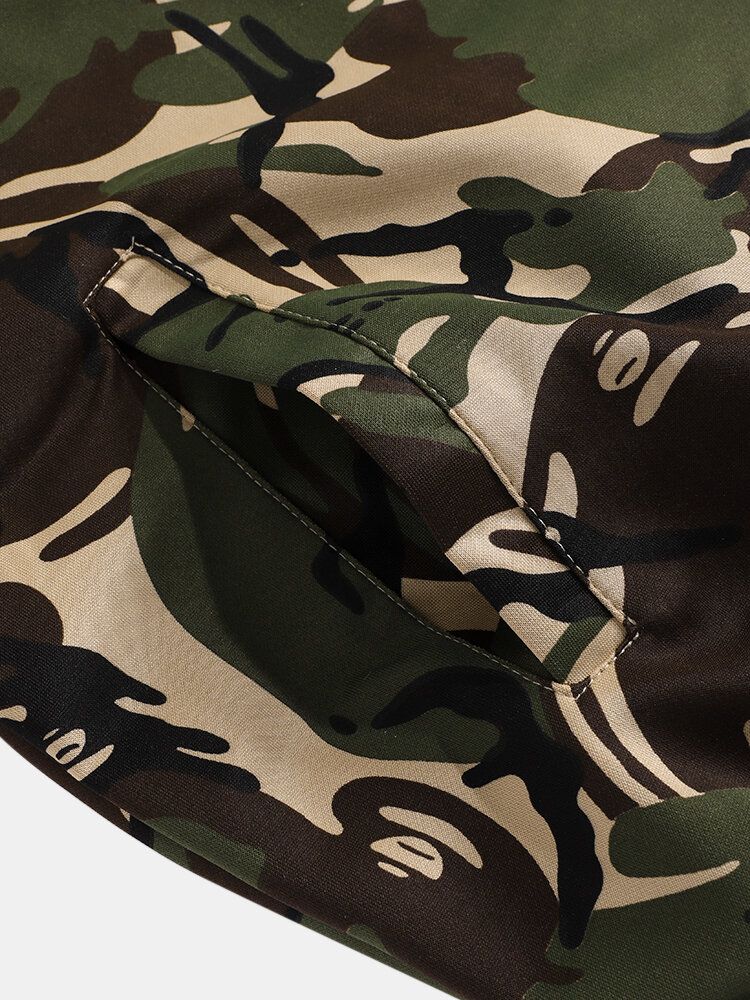 Herren Camouflage-print Kapuzenjacke Joggerhose Sportlich Lässig Zweiteilige Outfits