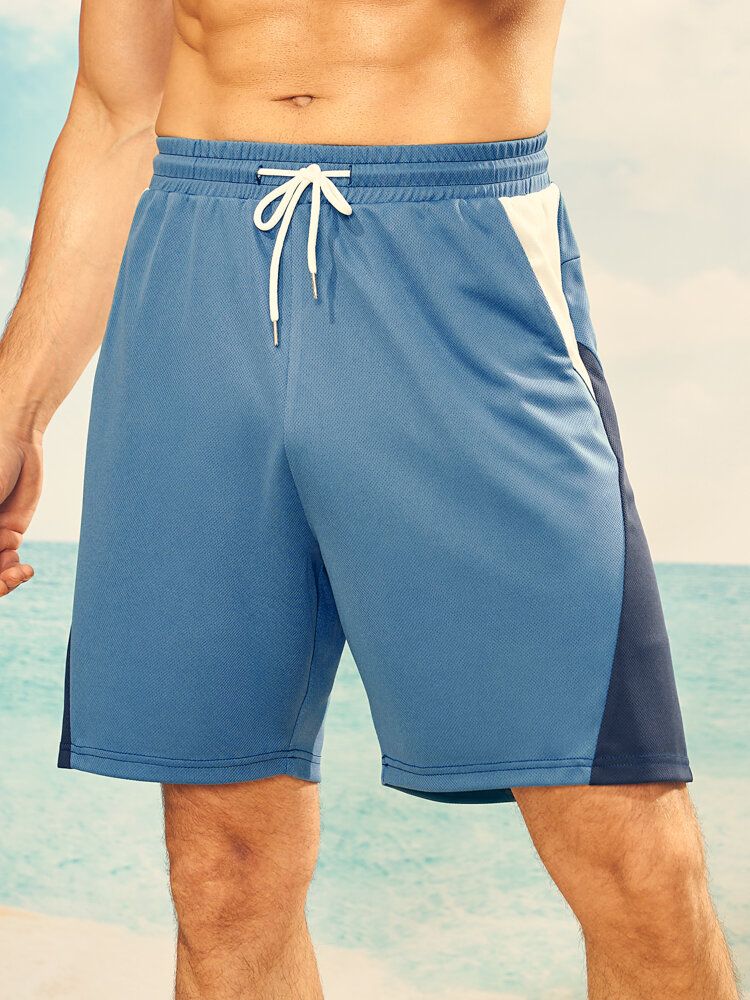 Herren Colorblock Glatte Weiche Atmungsaktive Schnell Trocknende Shorts