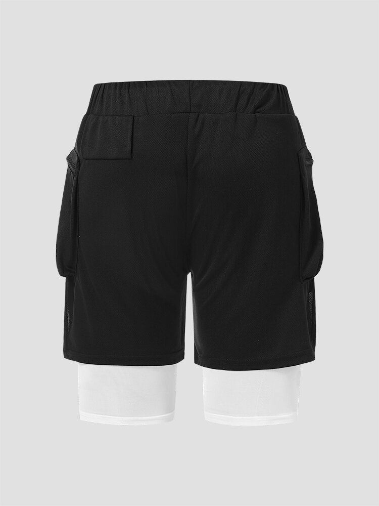 Herren-leggings Seitlich Geteilte Reißverschlusstaschen Kordelzug Schnell Trocknende Activewear-shorts