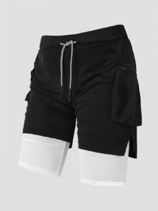 Herren-leggings Seitlich Geteilte Reißverschlusstaschen Kordelzug Schnell Trocknende Activewear-shorts