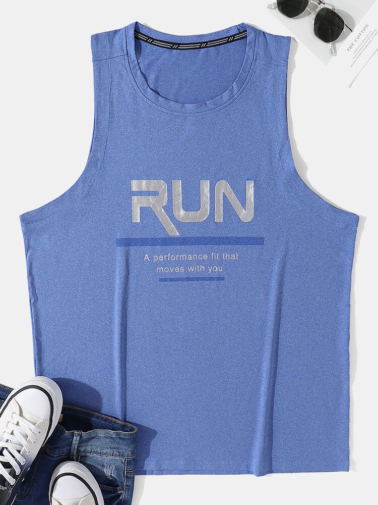 Herren Reflektierende Buchstaben Ärmellose Feuchtigkeitsableitende Sportliche Tanktops