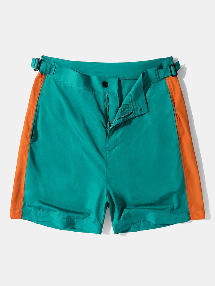 Herren-sportshorts Mit Seitenstreifen Und Verstellbarem Reißverschluss An Der Taille