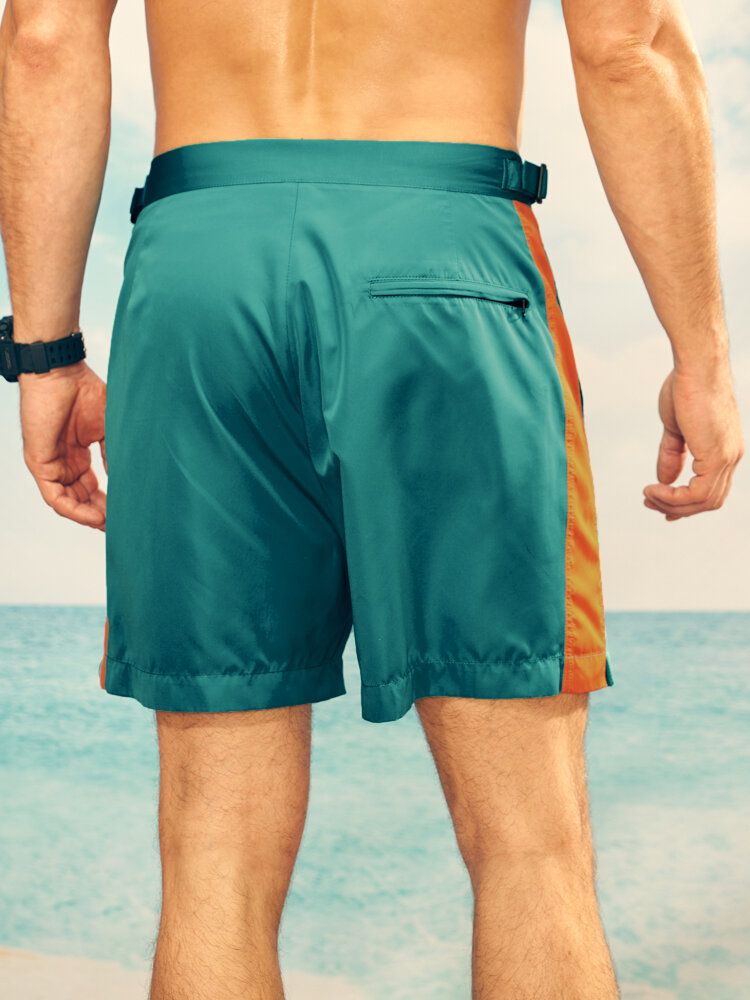 Herren-sportshorts Mit Seitenstreifen Und Verstellbarem Reißverschluss An Der Taille