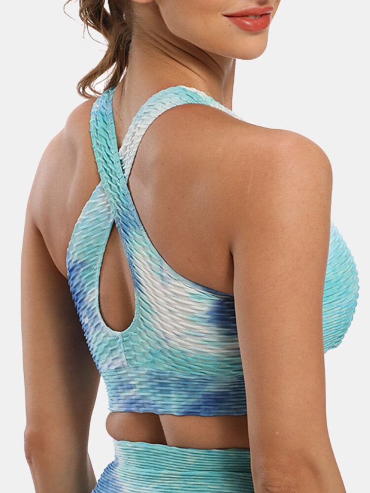 Kabelloser Jacquard-sport-yoga-bh Mit Batikmuster Für Damen