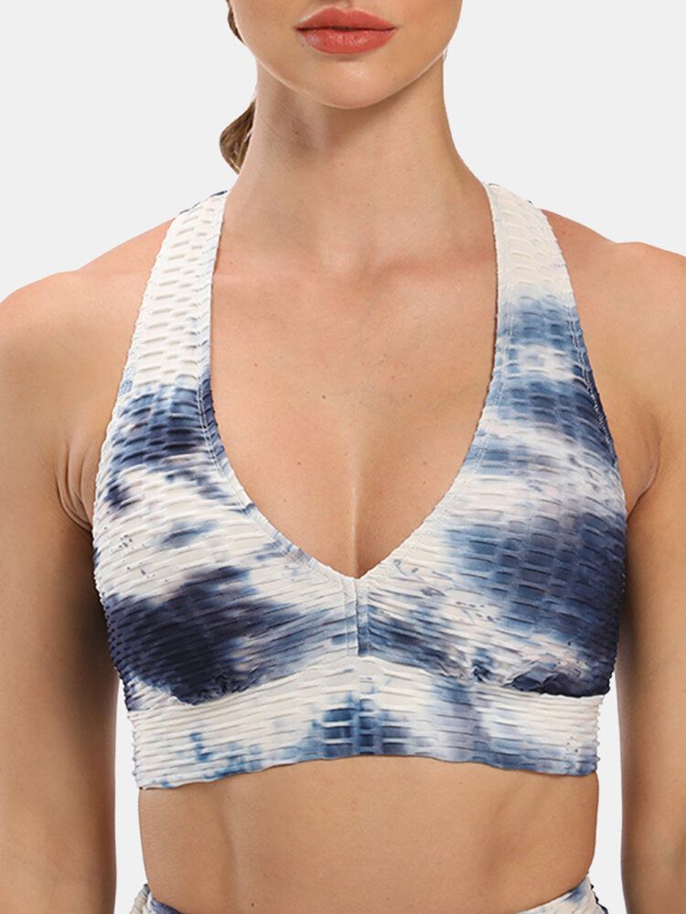 Kabelloser Jacquard-sport-yoga-bh Mit Batikmuster Für Damen